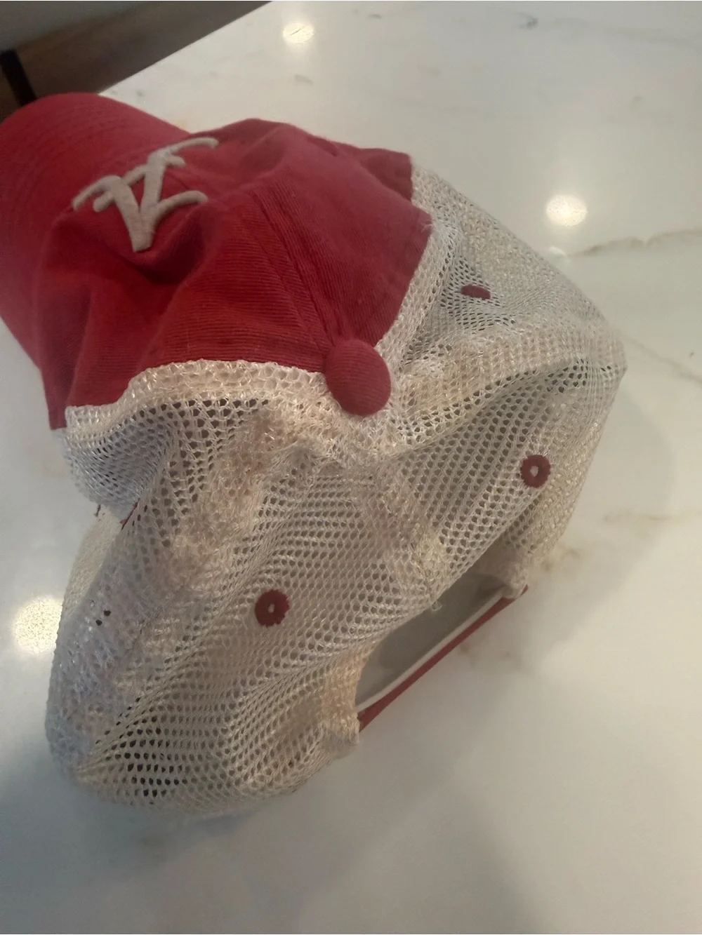 Red Mesh-Back Baseball Cap with White 'A' Alabama Logo
